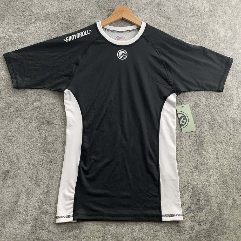 Shoyoroll Ranked Training Rash Guard Mens Medium Black White SS 2023 BJJ MMA